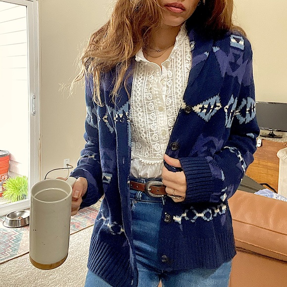 Chaps X Ralph Lauren cardigan sweater Yellowstone southwestern tribal pendleton - Picture 6 of 8